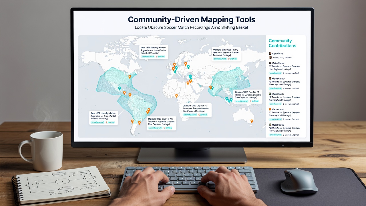 Detailed view of a collaborative mapping interface displaying soccer recording locations and basketball schedule adjustments
