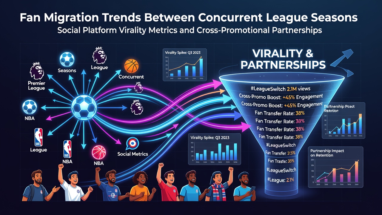 Visual representation of fans engaging with viral sports content across multiple league platforms and devices