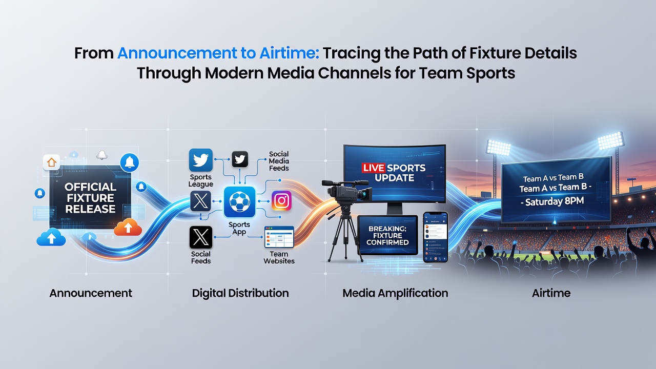 Flow of fixture announcements from league offices through digital platforms to broadcast schedules