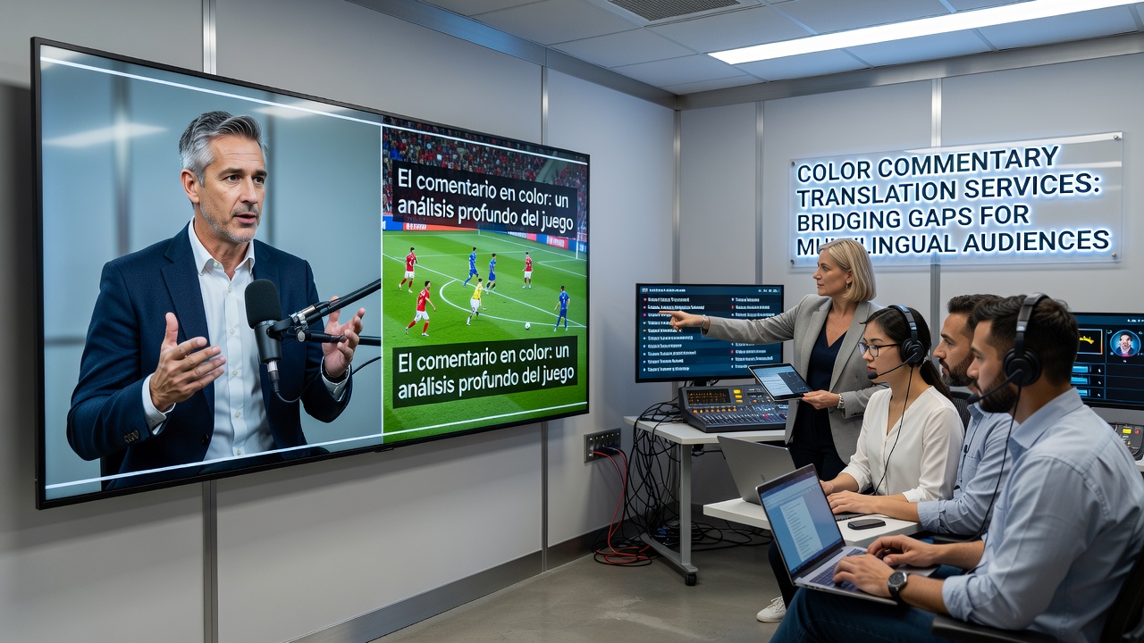 Multilingual viewers accessing translated color commentary on mobile devices during concurrent athletic events