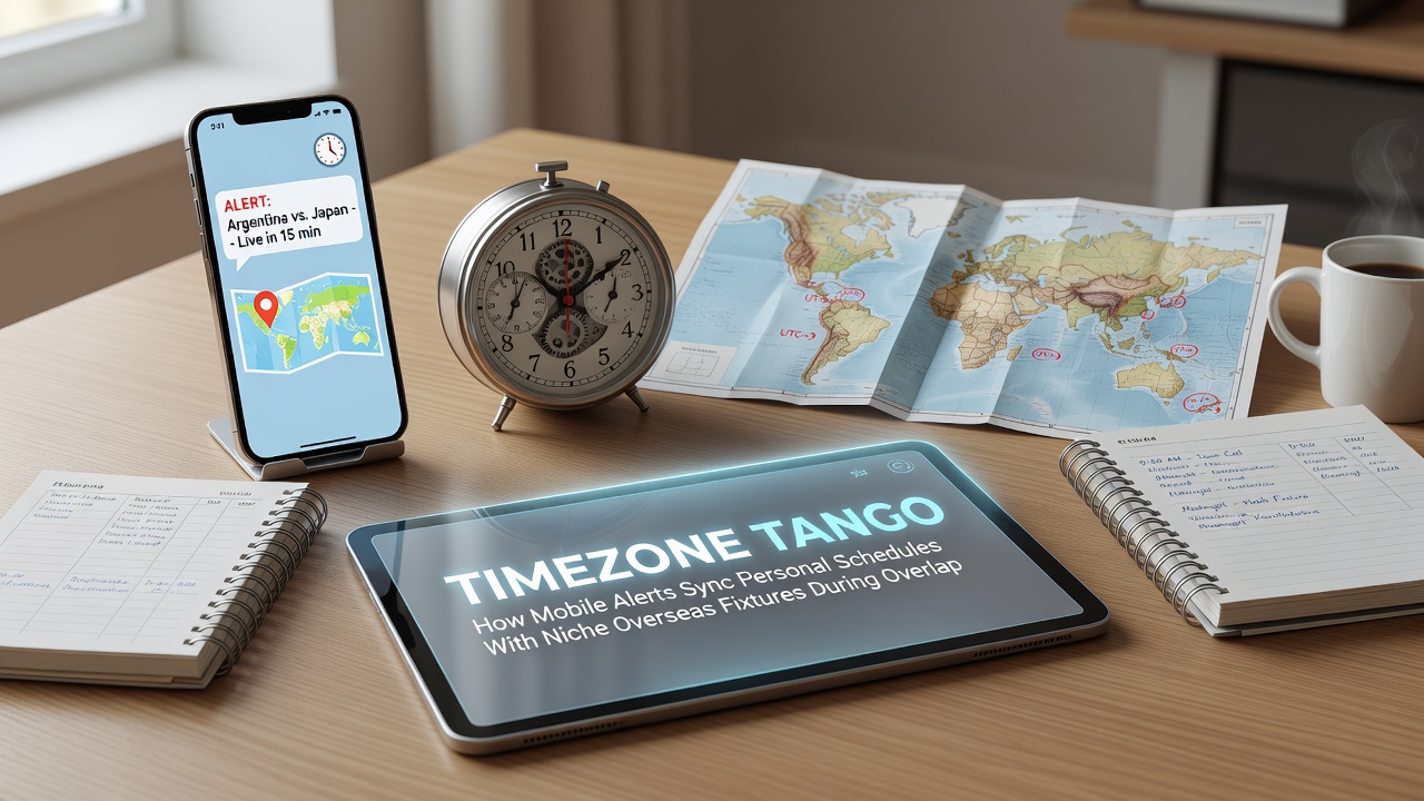 Calendar interface showing synced sports events across time zones with alert settings enabled